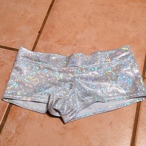 iHeartRaves iridescent scrunch butt shorts